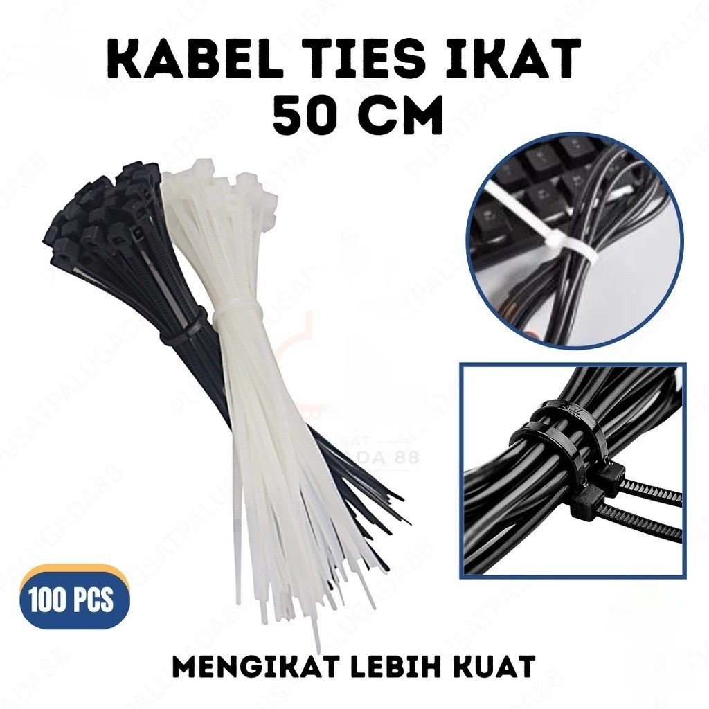 

Kabel ties 50cm Putih 500mm kabel tis 50 cm isi 100 pcs 2.5 mm 2,5 mm Cable Ties Nilon Nylon Tie Tali Alat Pengikat Panjang 500 mm Besar