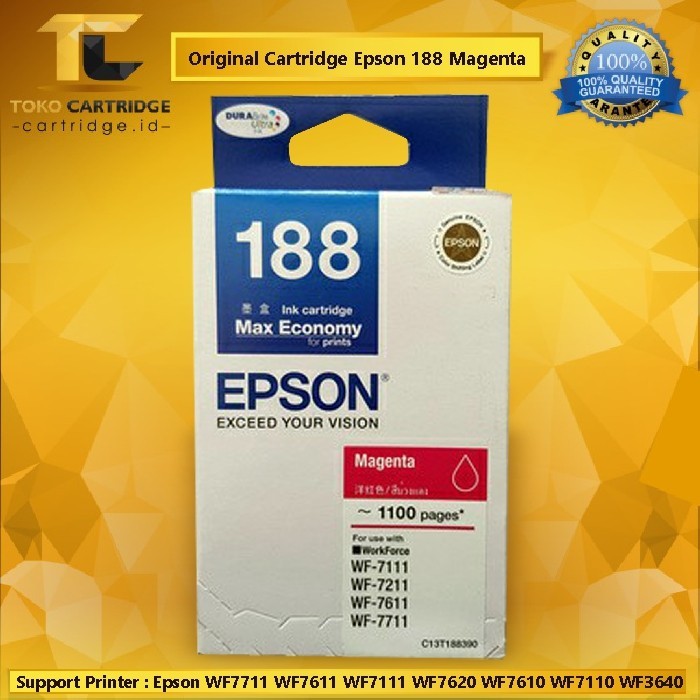 Original Cartridge Tinta Epson 188 T188, Tinta Printer Epson WF7711 - Merah