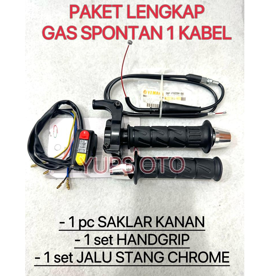 PAKET GAS SPONTAN YZ THAILAND ORIGINAL YAMAHA  + SAKLAR KANAN TOMBOL SWITCH STATER ENGINE ON OFF GAS