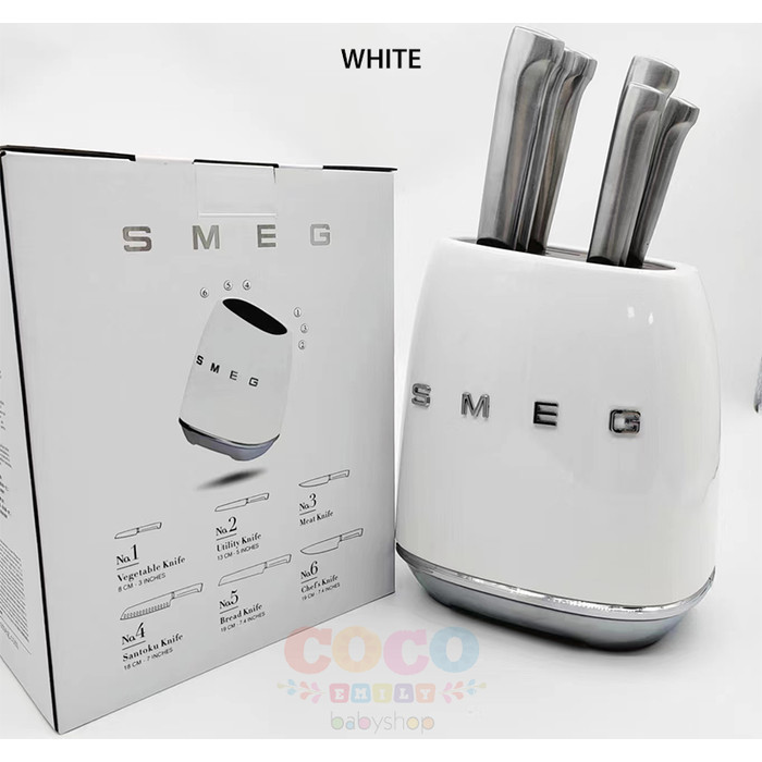 SMEG Knife Set Seven-piece Stainless Steel Celebrity Style - OFF WHITE