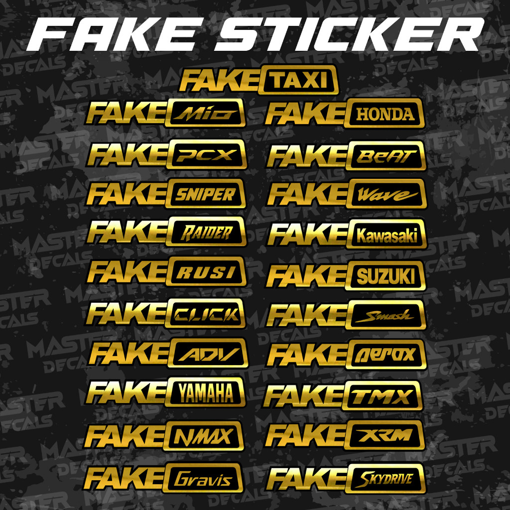 

FAKE STICKER, FAKE TAXI Sticker Gold or Hologram Cut Out