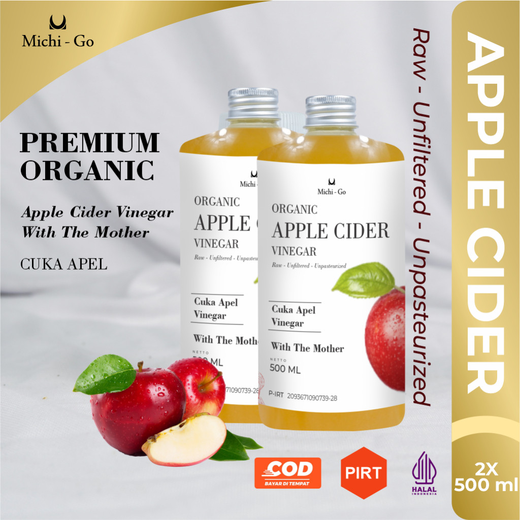 

MichiGo - 1 Liter Cuka Apel Vinega Organik Premium / Apple Cider Vinegar With The Mother 1 Liter