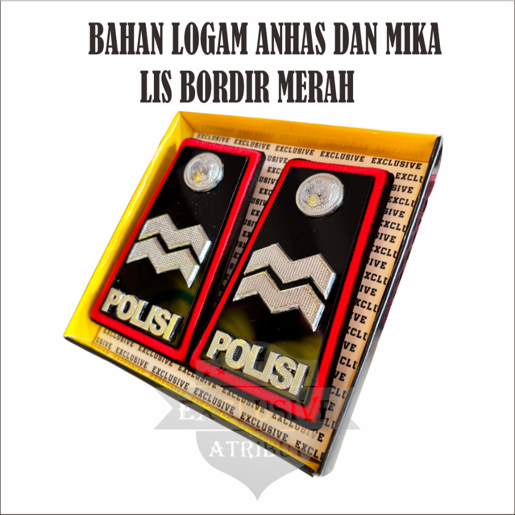ATRIBUT DINAS Pangkat PDH aiptu - Pangkat Pdh Polri - Pangkat Aiptu mika bordir merah bahan logam be