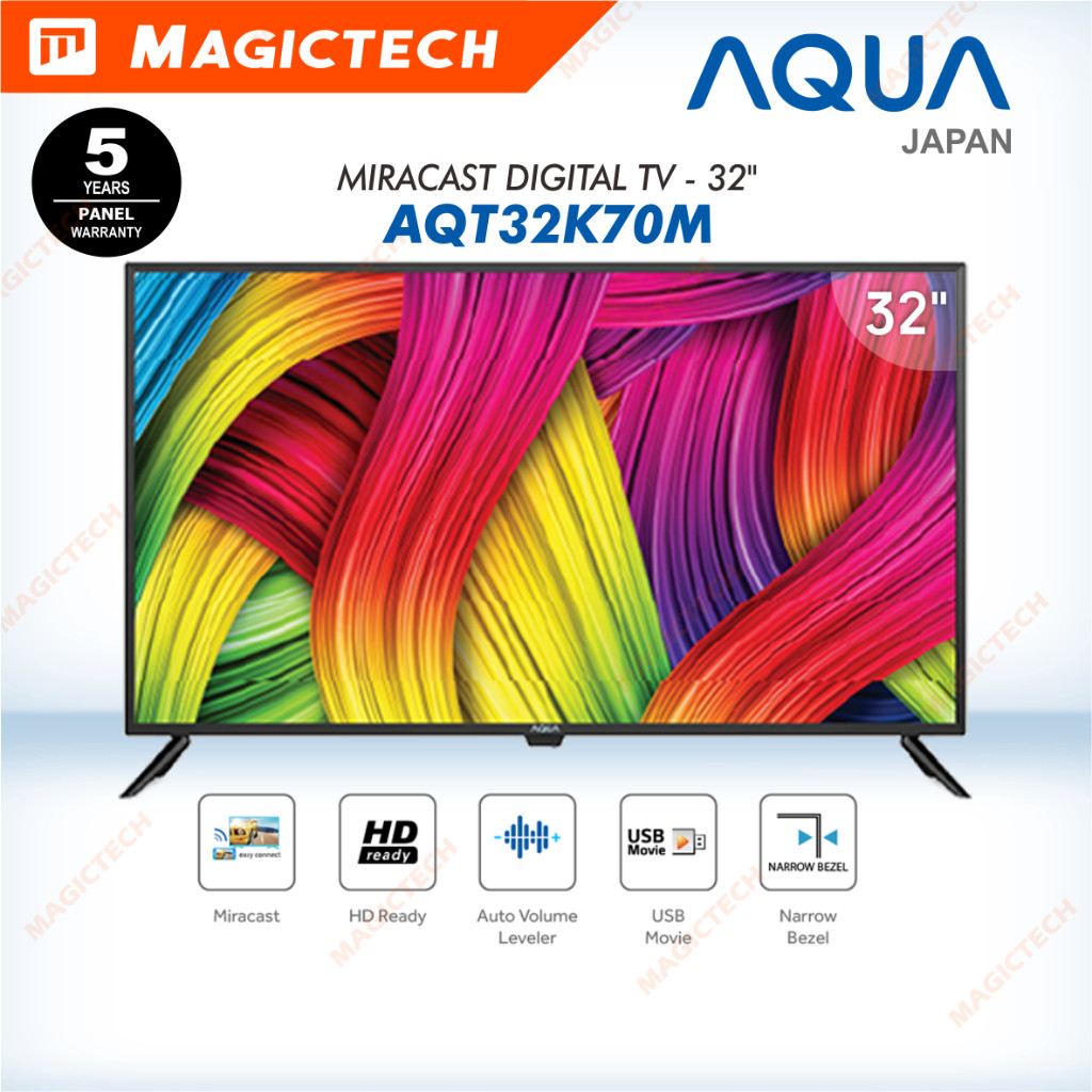 TV LED AQUA 32 Inch / 32" AQT32K70M MIRACAST DIGITAL TV HD USB MOVIE