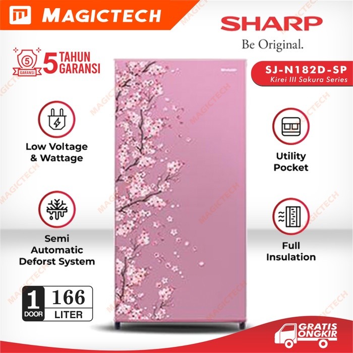 KULKAS SHARP 1 PINTU SJ-N182D-SP / SJ-N182 / SJ-182 166L - PINK