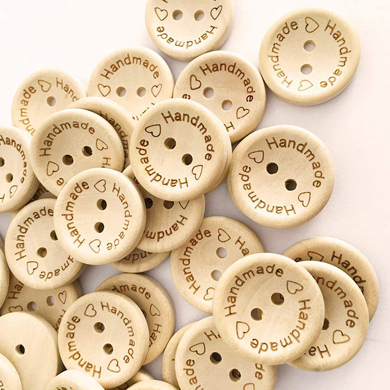 

30/50Pcs Wooden Buttons Sewing Clothing Buttons Wooden Handmade Button Letter Love for DIY Crafts Scrapbooking Wedding Decor