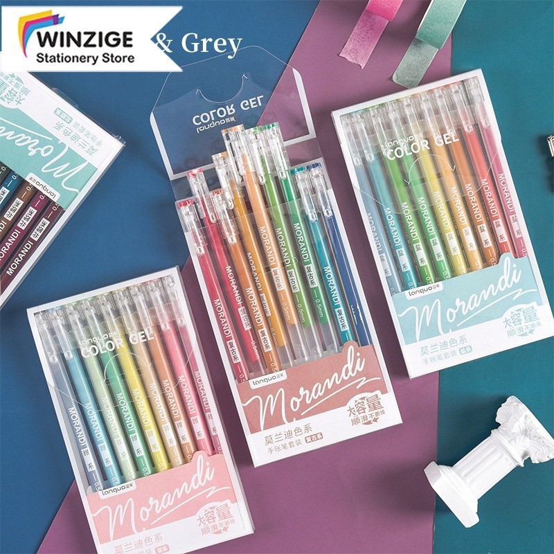 

Winzige 9pcs drawing pen set 0.5mm pulpen warna warni aesthetic acrylic marker morandi pastel retro color Journal Marker Pen Alat Tulis art supplies