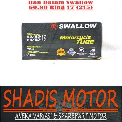 Ban Dalam Motor Merk Swallow Ukuran 60/80 ( 50/90 ) /  215 Ring 17