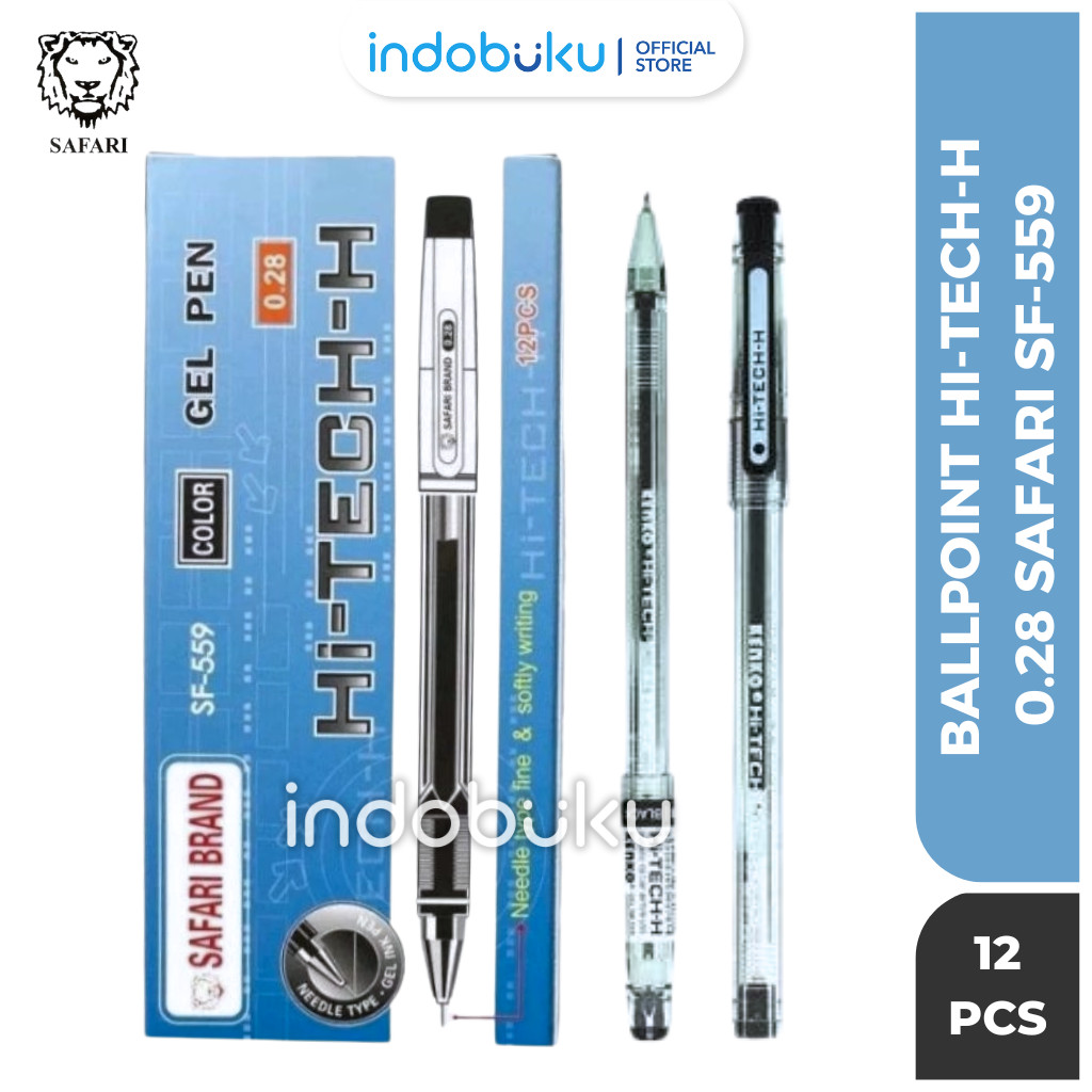 

( 1 Pack 12Pcs ) SAFARI BRAND Pulpen Gel Hi Tech 0.28 / Gel Pen Hi-Tech-H Safari SF-559 Original