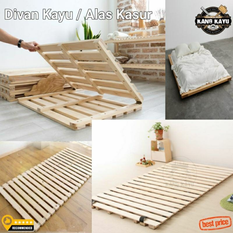 Divan lipat tempat tidur kayu ranjang alas kasur kayu ambalan