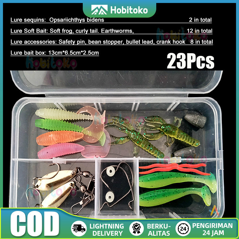 23Pcs Soft Lure 1set Soft Bait Fishing Lure Umpan Pancing Gabus Umpan Lembut Soft Lure Casting Umpan