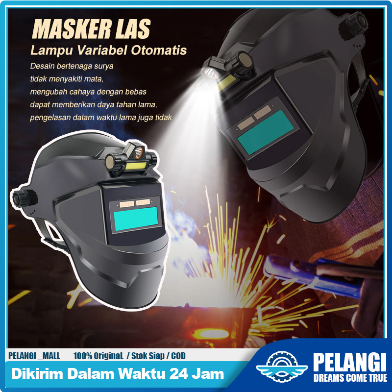 Virgo Dengan LampuHelm Las Otomatis Auto Darkening Solar Welding Helmet Kacamata View Besar Warna