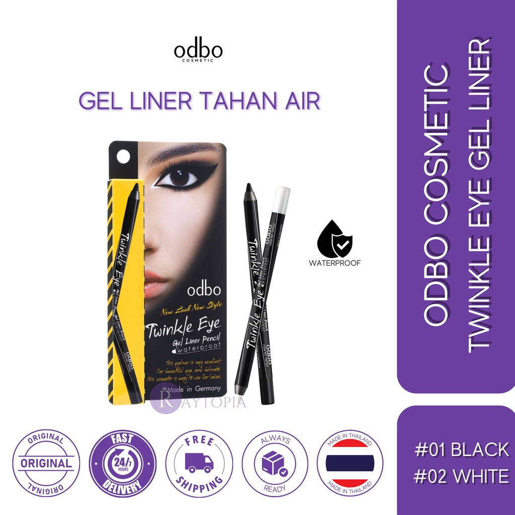 Eyeliner Gel ODBO Twinkle Eye Liner Waterproof Tahan Air Anti Luntur Warna Hitam Putih Makeup Mata