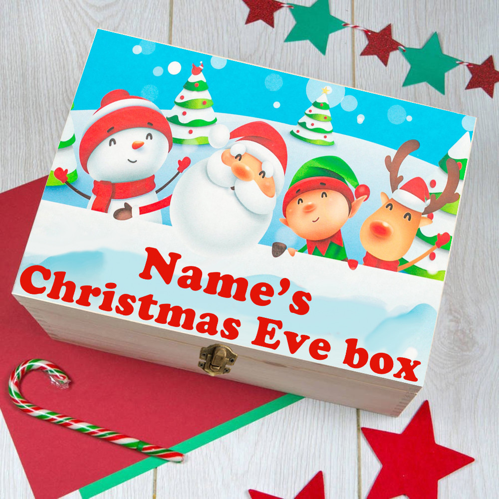 

Personalized Christmas Eve Box Custom Name Xmas Gift Wood Christmas Box First Christmas Present Keepsake Kids Wooden Memory Box