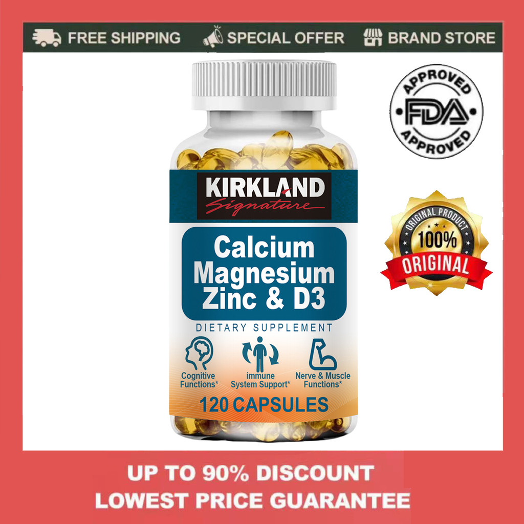 KIRKLAND Suplemen Kalsium Terbaik 120 Kapsul -Vitamin Tulang & Sendi- Formula Lengkap Tulang & Imun 