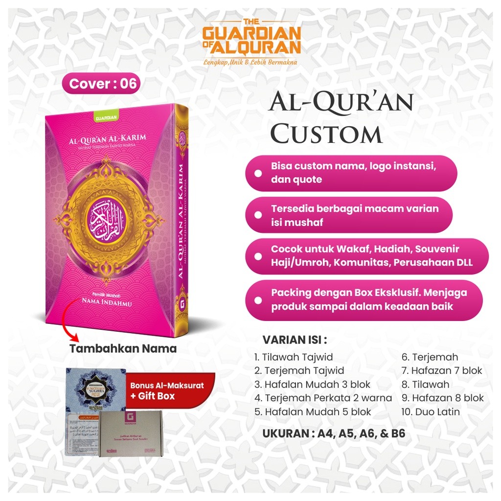 Alquran Quran Al quran Nama Sendiri Custom Request Mushaf Musaf Tilawah Tajwid Terjemahan Latin Perk
