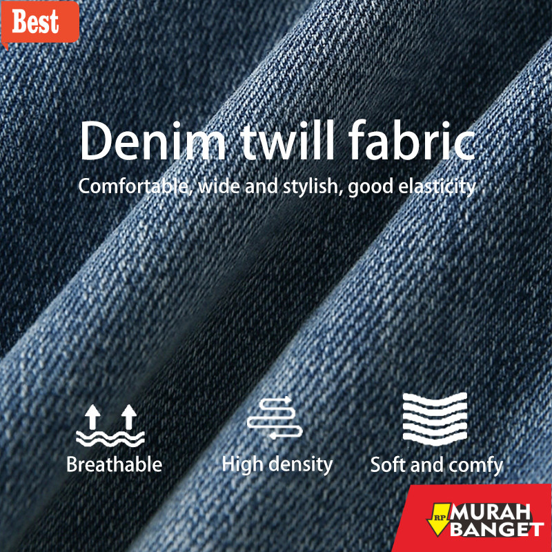 Produk rekomendasi shopee SmileMan Celana Panjang Jeans Pria 2 Warna Hitam Dan Biru Denim Celana Jea