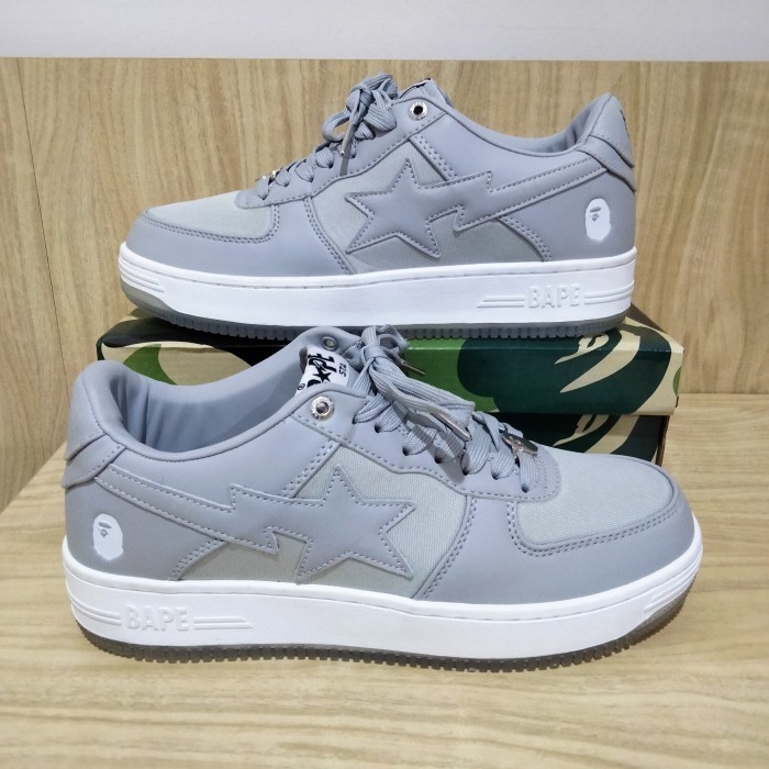 A Bathing Ape Bape Low Bapesta Neutral Camo Grey Sneakers Sepatu Shoes Sta Abu