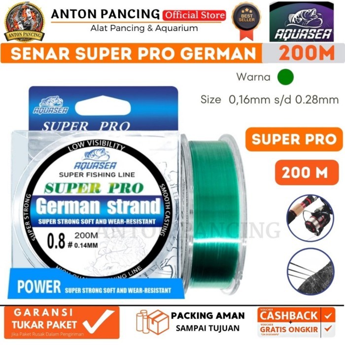 Tali Pancing Super Pro German Strand 200m Senar Pancing Premium en