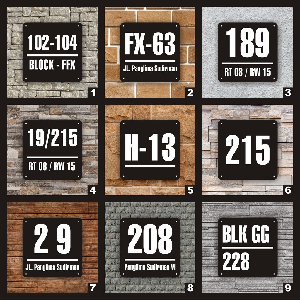 Papan Nomor rumah / nomer rumah bahan Acrylic / Papan Custom alamat rumah akrilik / Model simple aes
