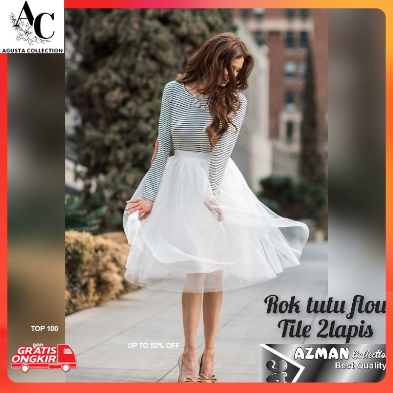 Rok Korea / Rok tutu flou tile 2lapis - Rok tutu mindi - Rok tutu premium - Rok tutu skrit import - 