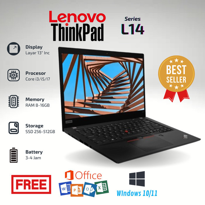 Laptop Lenovo Thinkpad L14 AMD Ryzen 3 RAM 8GB SSD 256GB Second Murah Berkualitas - 128 gb