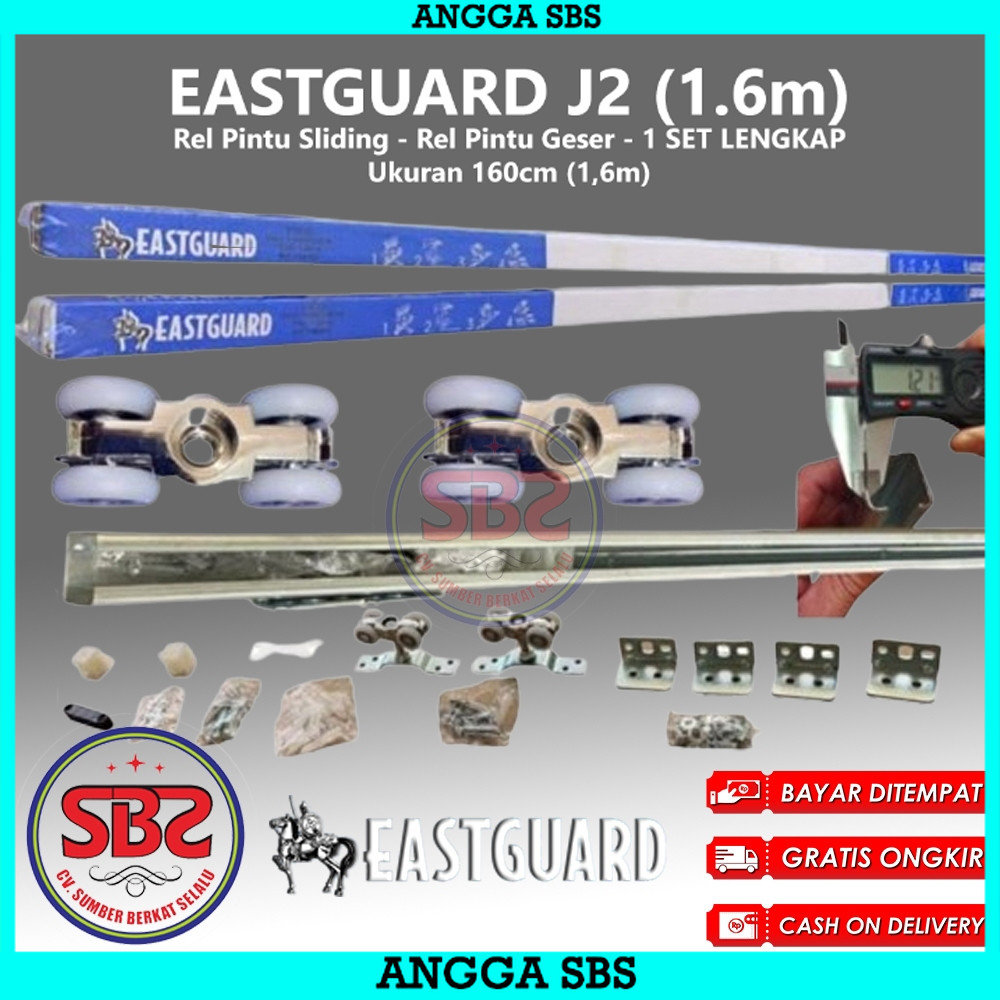 REL SLIDING J2 EASTGUARD - Rel Pintu Dorong - Sliding Rail Galvanis - Sliding Track - Rel Pintu 1.6m