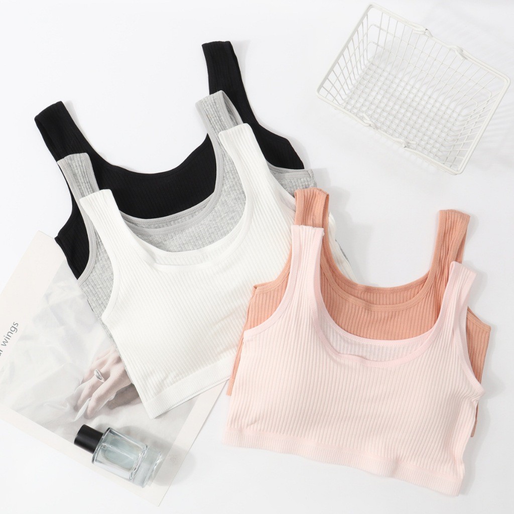 MS 981 MINISET STEP 2 POLOS RIBBED BUSA LEPAS TALI LEBAR SD SMP MINI SET BH BRA KATUN ANAK REMAJA PE