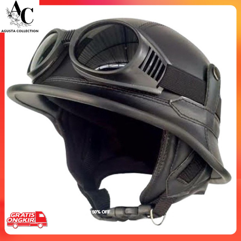 Helm Murah / Helm retro millenial NAZI CRAZY kombinasi Kacamata/helm retro chips NAZI/ helm nazi chi