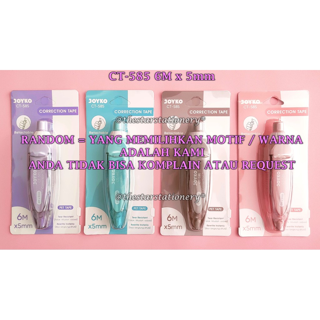 

(1 Biji) GROSIR Correction Tape Joyko CT-585 (6 M x 5 mm) / Pita Koreksi Joyko CT 585