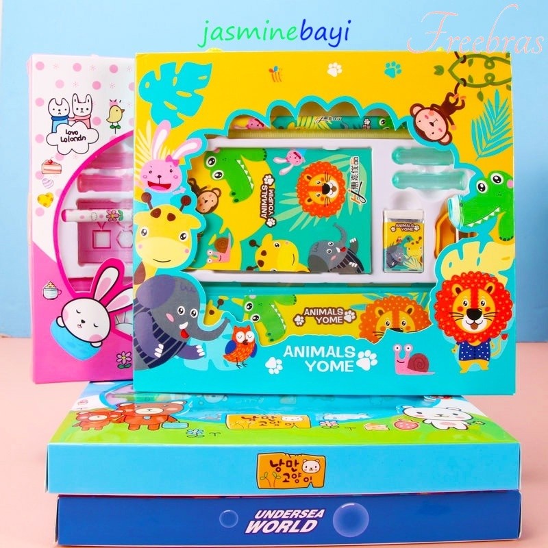 

FREEBRAS 8pcs Tempat Pensil Alat Tulis Sekolah Pensil Set Alat Tulis Notebook Alat Tulis Anak Pencil Sharpener Paket Alat Tulis Penghapus Alat Tulis Aesthetic-IT0224
