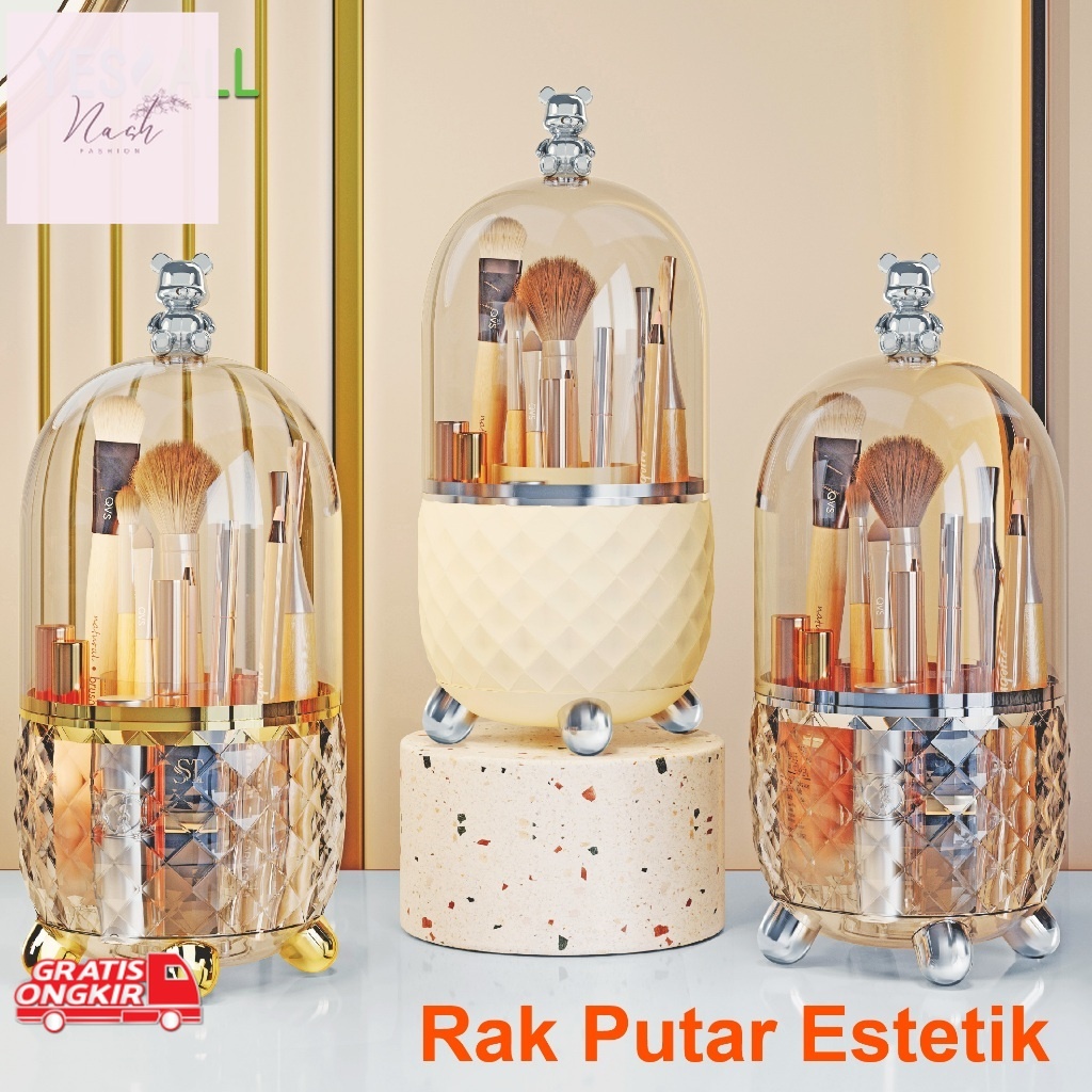 Rak Murah / YESALL Rak Makeup Kosmetik Crystal Transparan Aesthetic Rak Kosmetik Putar 360 Derajat A