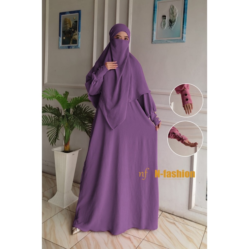 shifa gamis crinkle set khimar french