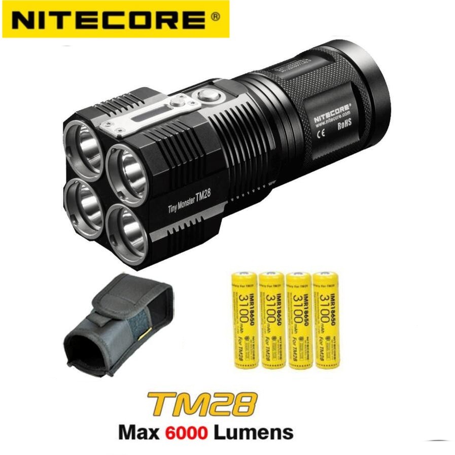NITECORE TM28 Tiny Monster Flashlight 6000 Lumens XHP35 HI 4LED Rechargeable Ultra-bright Long Range