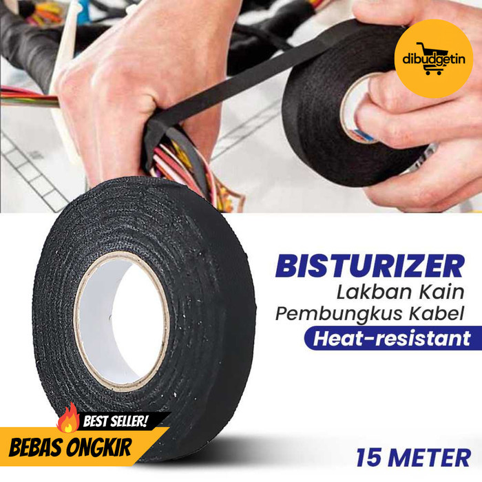

Lakban Kain Pembungkus Kabel Tape Heat-resistant 15M 9mm 15mm - TF12