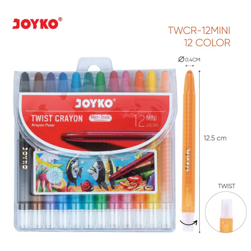 

CRAYON PUTAR MINI / Krayon / Oil Pastel Putar TITI JOYKO 12 WARNA MINI TWCR-12 MINI