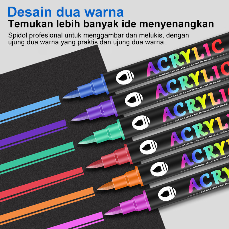 

JAMIN MURAH !!!Spidol Akrilik Dual-Head Dual-Color , Set Melukis 24/48/72 Warna, Pensil Coret-Coret, Set Marker Akrilik(BISA LANGSUNG ORDER)