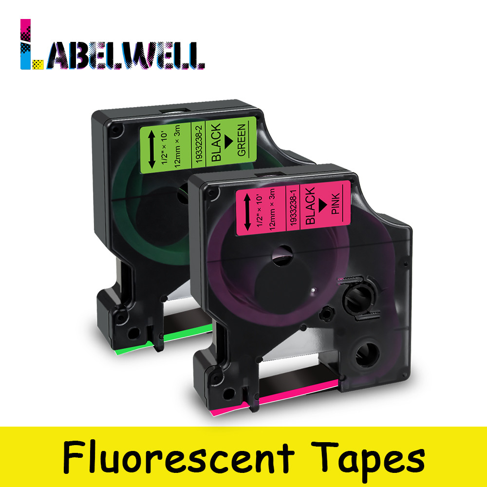 

Labelwell 12mm label Compatible for Dymo D1 1933238-1 1933238-2 Black on Fluorescent Pink for Dymo LabelManager 160 280 printer