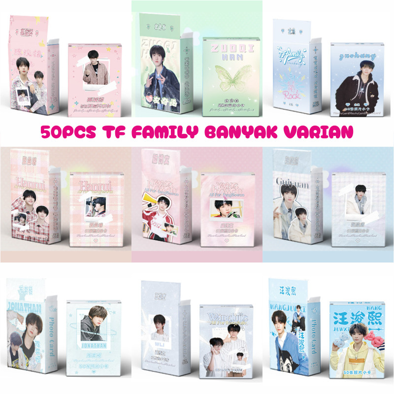 (50Pcs) Hologram Photocard Tf Family Cpop Box Glitter Banyak Motif Banyak Judul
