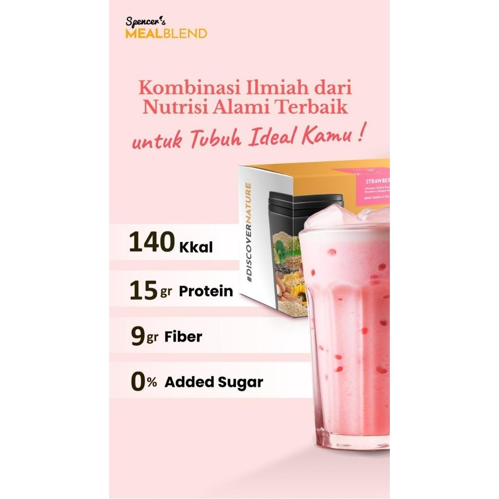 

Minuman sehat- minuman diet-Spencer's mealblend Rasa Strawberry 1BOX isi 15 Sachet | Spencer mealblend Multigrain OAT Superfood Granola Gluten Oatmeal Sereal
