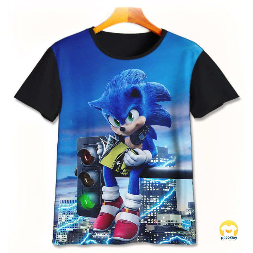 Baju Kaos Anak 3D Sonic Pakaian Anak Laki-Laki Perempuan Usia 1-12 Tahun