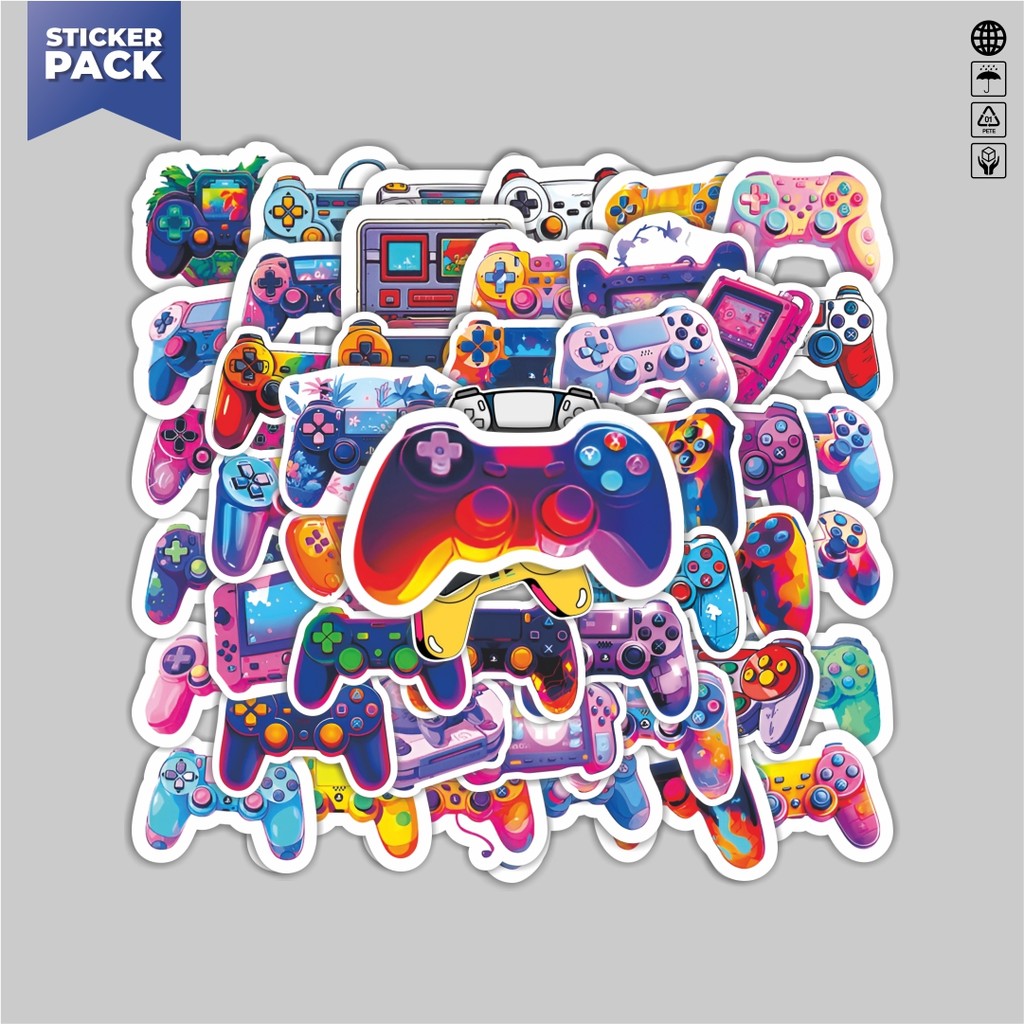 

[100PCS]Stiker Pack Stiker Gamepad Aesthetic Vinyl Anti Air Dekorasi Sticker Laptop Buku Journal Koper Helm Casing HP Gitar Helm Skateboard