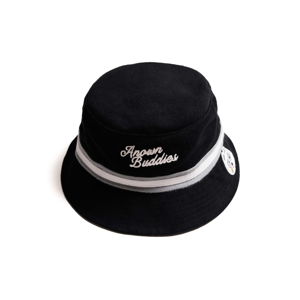ANOWN BUDDIES STRIPES BUCKET HAT // BLACK