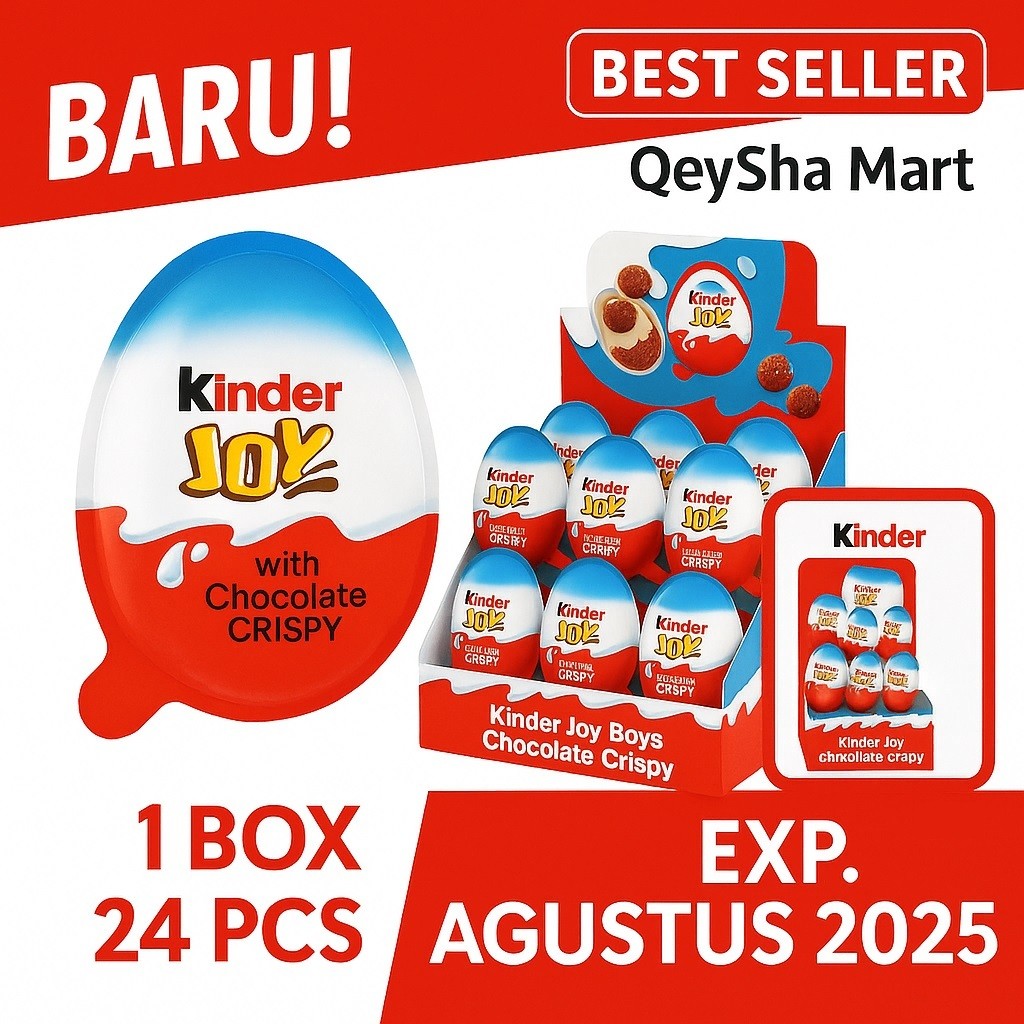 

New Kinder Joy Boys Original 1 Box Isi 24pcs – Coklat & Mainan – HALAL – Exp Agustus 2025Premium