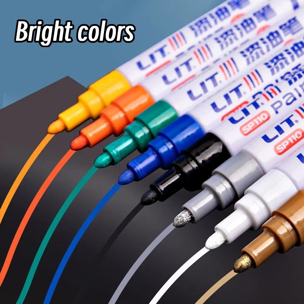 

3mm 10p Colorful 8 Colors Permanent Paint Marker Waterproof White Markers tire tread rubber fabric Paint metal Paint Marker Pens