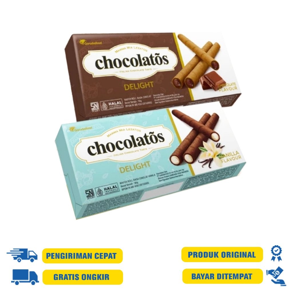 

Chocolatos Delight Wafer Roll 90 GR - Vanilla | Coklat