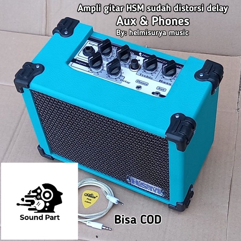 Ampli Gitar Mini HSM Delay Distorsi Aux Phones/ Ampli Gitar HSM Delay Distorsi Repeat Aux Phones/ Am