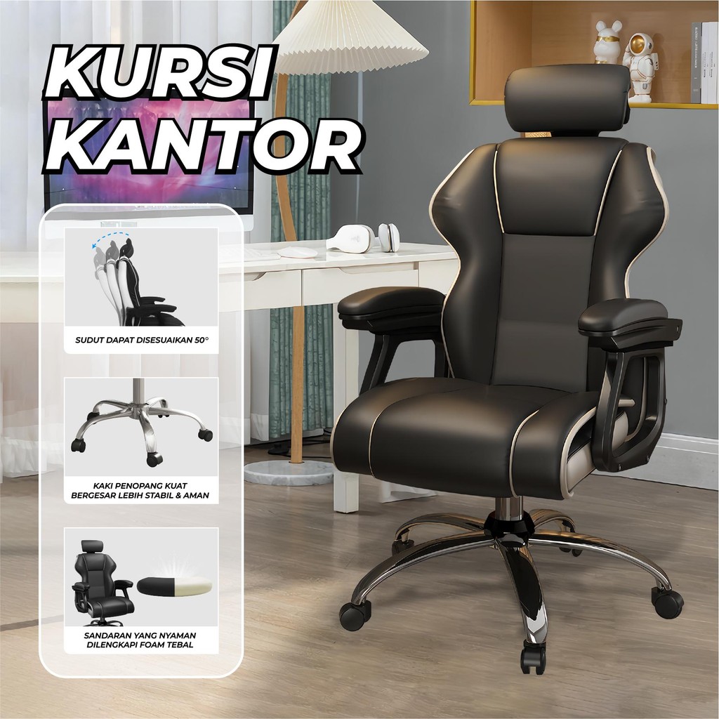 Kursi Kantor Gaming Game Chair Kursi Kerja Komputer Roda Kursi Bos Putar Busa Tebal Sandaran Nyaman