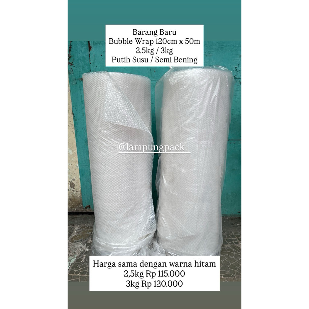 

Bubble Wrap 120cm x 50 M SEMI BENING / PUTIH SUSU LampungCO