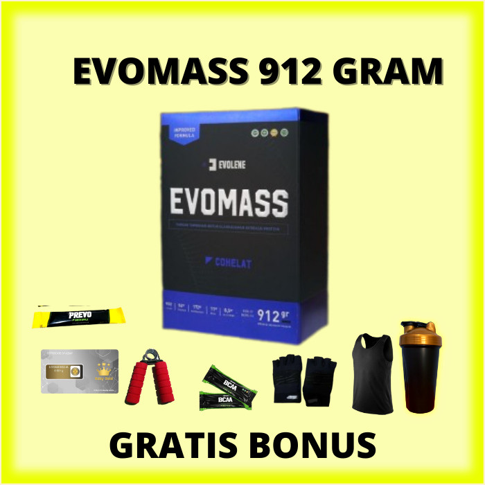 

EVOMASS 912 GRAM EVOLENE ORIGINAL FITNESS GAINER 2 LBS HALAL BPOM EVOLENE EVO MASS PROTEIN WHEY